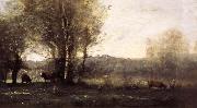 Jean Baptiste Camille  Corot Three Cows at the Pond oil on canvas